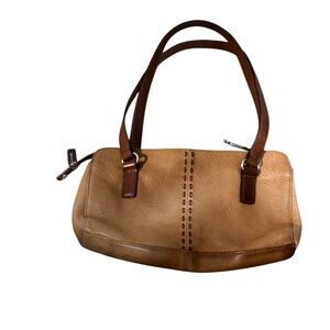 Fossil Brown Leather Double Handle Baguette Shoulder Bag 1954 Key Vintage y2k